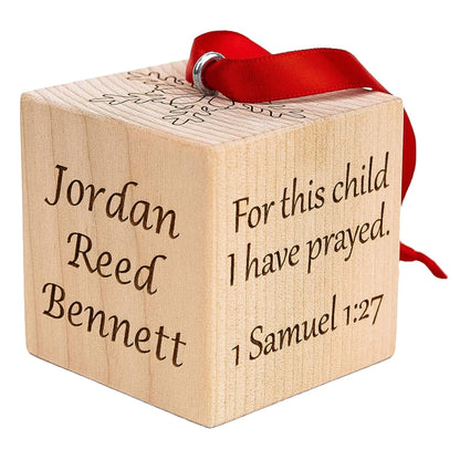 Palmetto Wood Shop Baby’s First Christmas Ornament - Laser Engraved Baby Block, Personalized Christmas Gift, Solid Wood