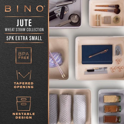 BINO Woven Plastic Basket - XS Natural, 5-Pack | Stylish Home Organization & Space-Saving Storage