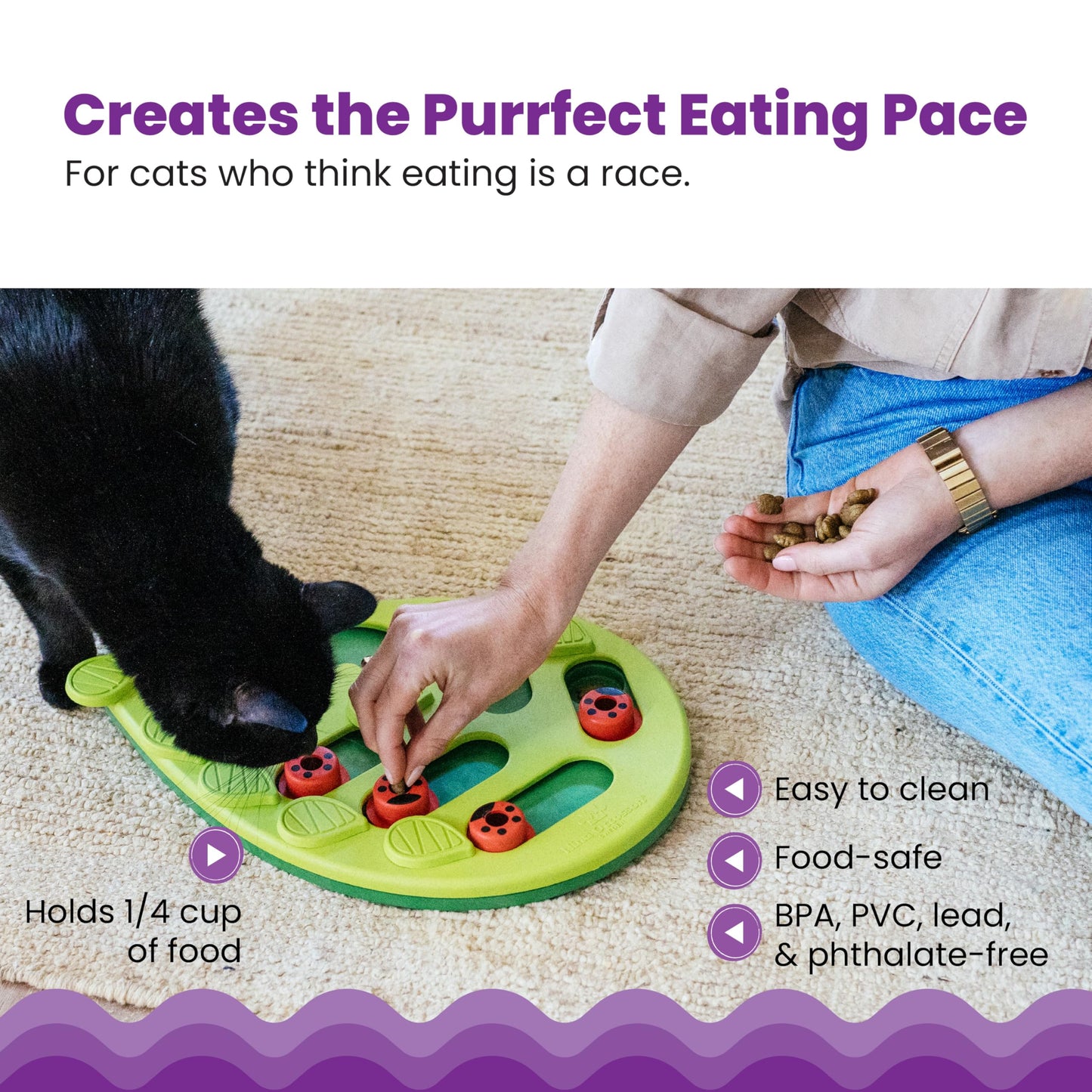 Catstages Buggin' Out Puzzle & Play, Interactive Treat Puzzle Cat Toy 13 in x 9.5 in, Green