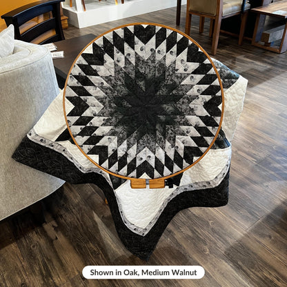 DutchCrafters Solid Oak Wood 22 Inch Round Extra Large Tilting Quilt Hoop with Stand, Quilting Frame for Hand Quilting - Amish Made in America (Medium Walnut)