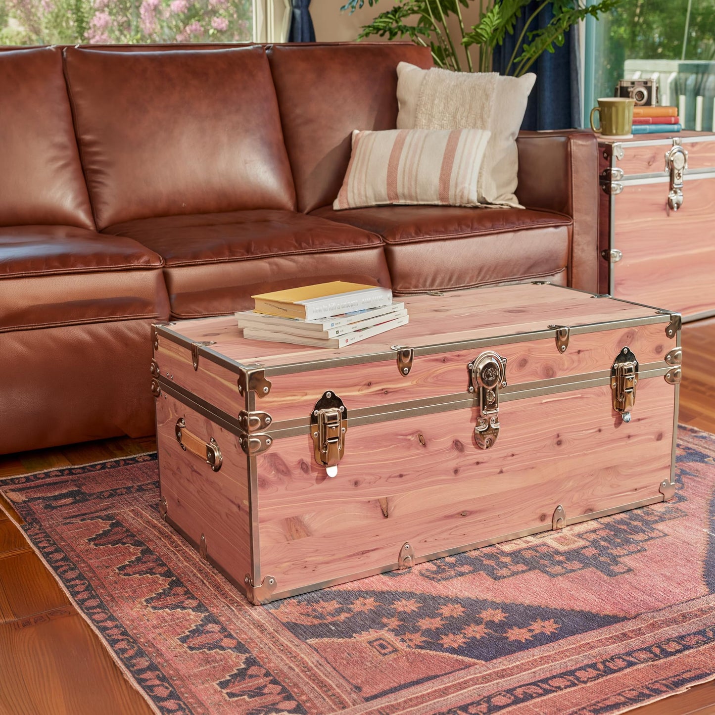 Rhino Trunk & Case Knotty Cedar Chest – Large Storage Box, Coffee Table, End of Bed Trunk or Entryway Storage Bench – 32"x18"x14" USA-Made, Furniture Grade, Heirloom Aesthetic – Strong and Secure
