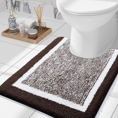 OLANLY Luxury Toilet Rugs U-Shaped, 24x20 Extra Soft Absorbent Microfiber Bathroom Rugs, Non-Slip Plush Bath Mat