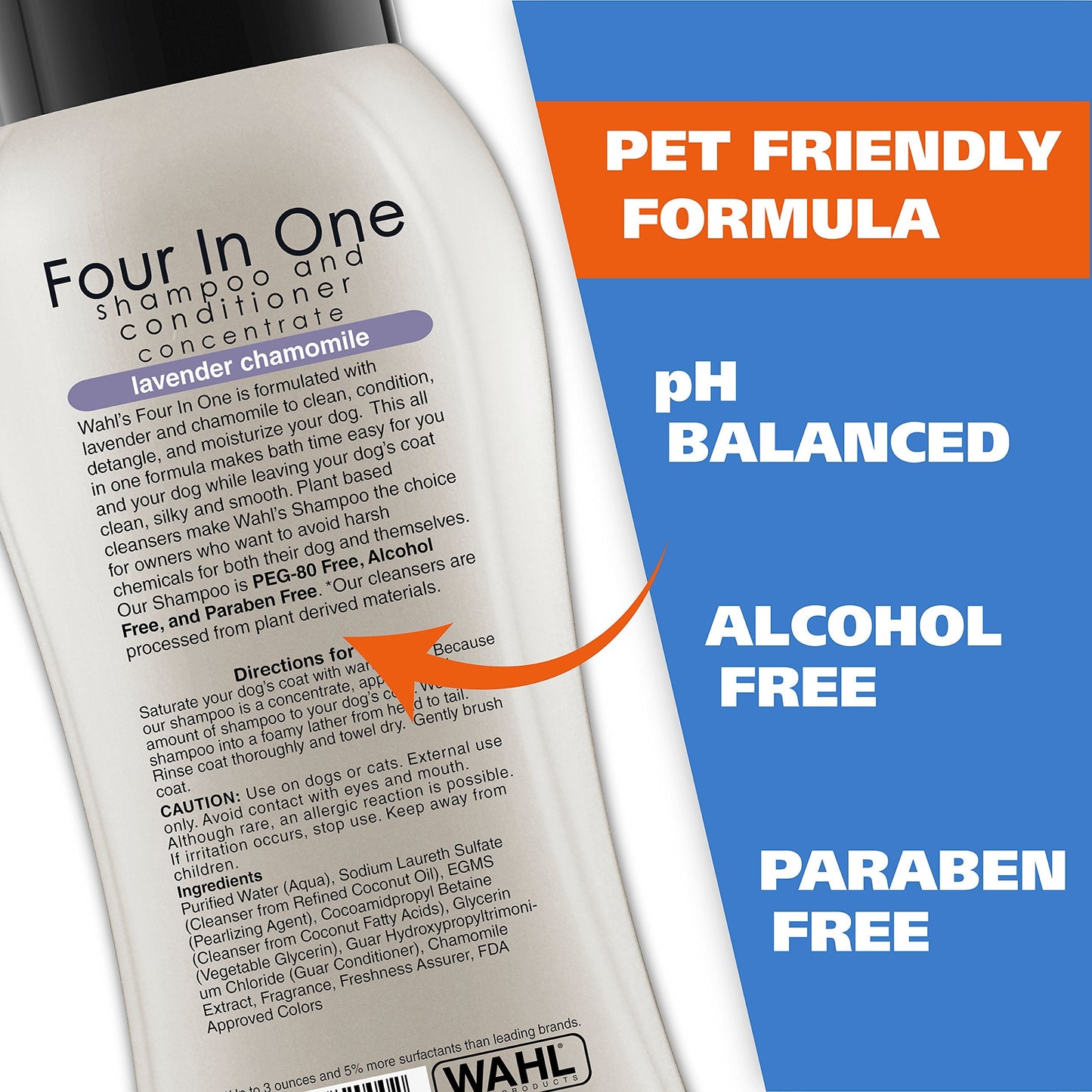 Wahl USA 4-in-1 Calming Dog Shampoo with Lavender Chamomile Scent – Cleans, Conditions, Detangles, & Moisturizes - Pet Friendly Formula - 24 Oz - Model 820000A