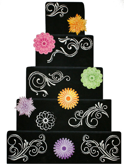 Designer Stencils C480 Five Scroll Cake Stencil Set, Beige/Semi-Transparent