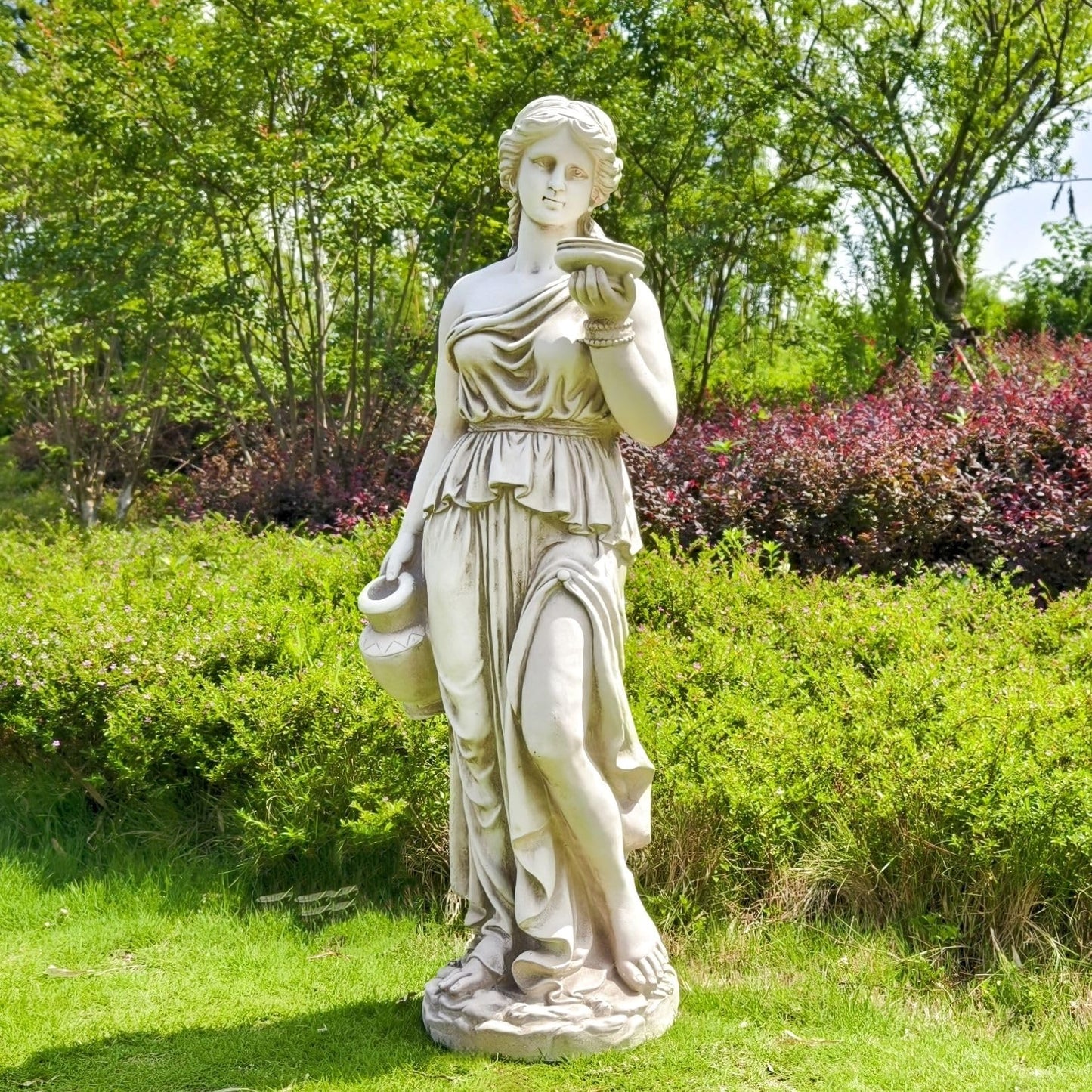 ARSTRIA Large Nymph Statue 46'' High Goddess Statue Hebe Greek Mythology Garden Girl Maid Sculpture Outdoor Courtyard Patio Yard Lawn Decor