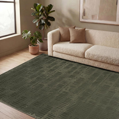 Revival Rugs Shell 8'x10' Area Rugs for Living Room Bedroom Dining Room - Washable, 100% Recycled, Oeko-TEX Certified, Modern, Medium Pile, Green