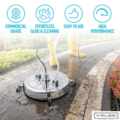 Veloci Performance HydroJet Pressure Washer Surface Cleaner Attachment with Gun for Driveways, Concrete, Patios, Commercial-Grade, 22.2001, 21”