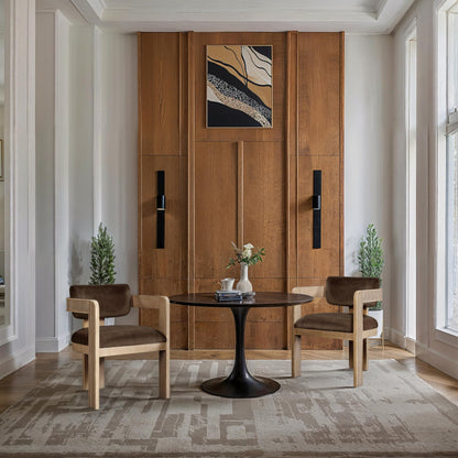 Meridian Furniture 11094Brown-C Sacha Collection Art Deco Dining Chair, Ultra Luxe Brown Velvet, 460 GSM Velvet, Solid Fluted Wood Natural Finish, 22.5" W x 22" D x 31" H, Brown, Set of 2