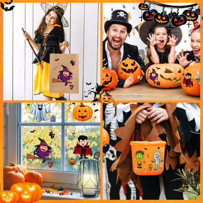 LINAYE 48 Sheets Halloween Stickers Crafts for Kids Toddlers, Make Your Own Stickers, Halloween Goodie Treat Bag Fillers Game Activities for Kids Toddlers Halloween Party Favors