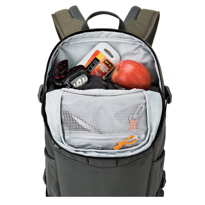 Lowepro LP37015-PWW, Flipside Trek BP 350 AW Backpack for Camera, Stores DSLR with Lens Attached, Extra Lenses, Tripod, 10 Inch Tablet Grey/Dark Green