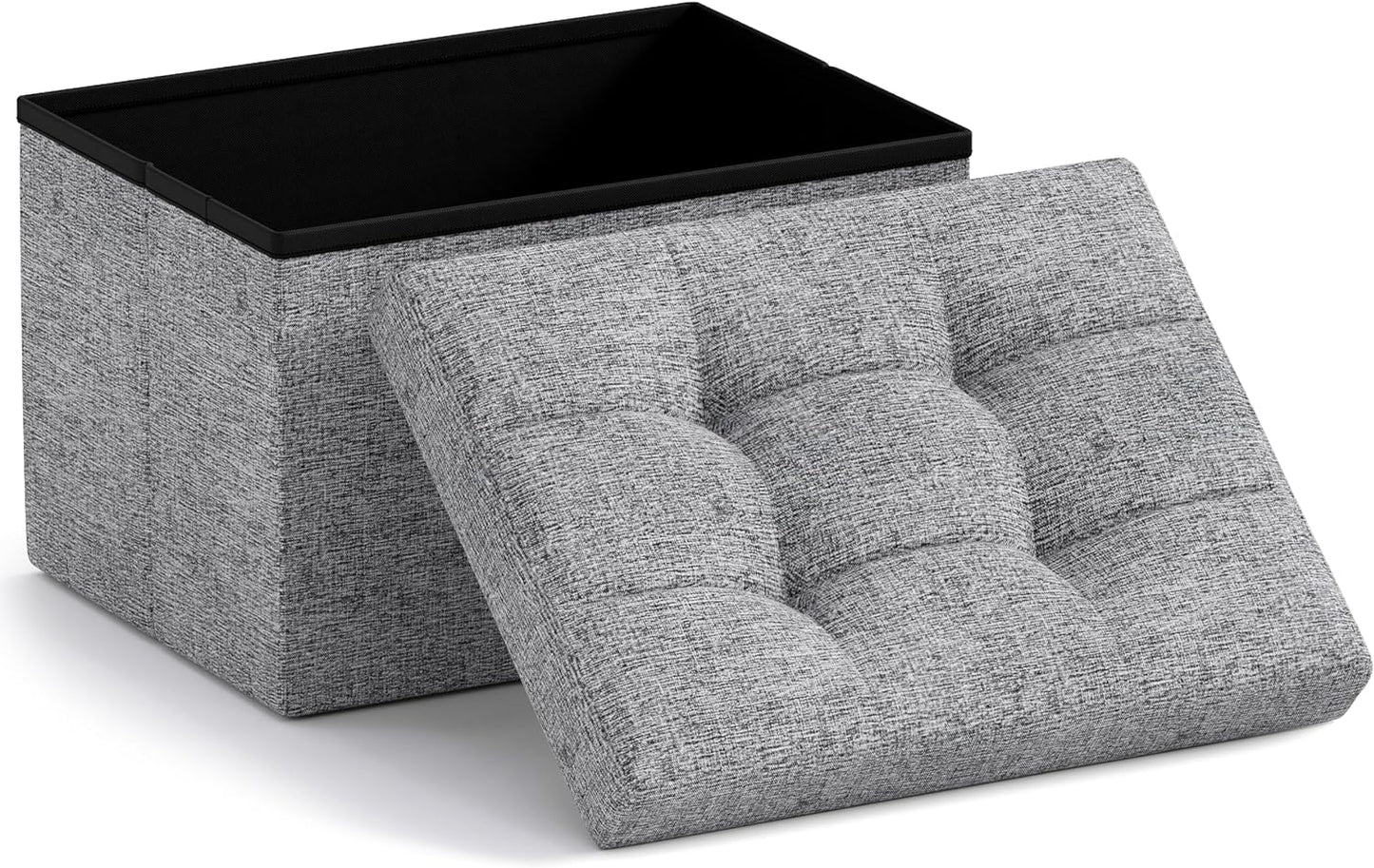 12 16 12, Ornavo Home Small Storage Ottoman Foldable Collapsible Rectangle Linen Ottoman Foot Rest Stool Seat