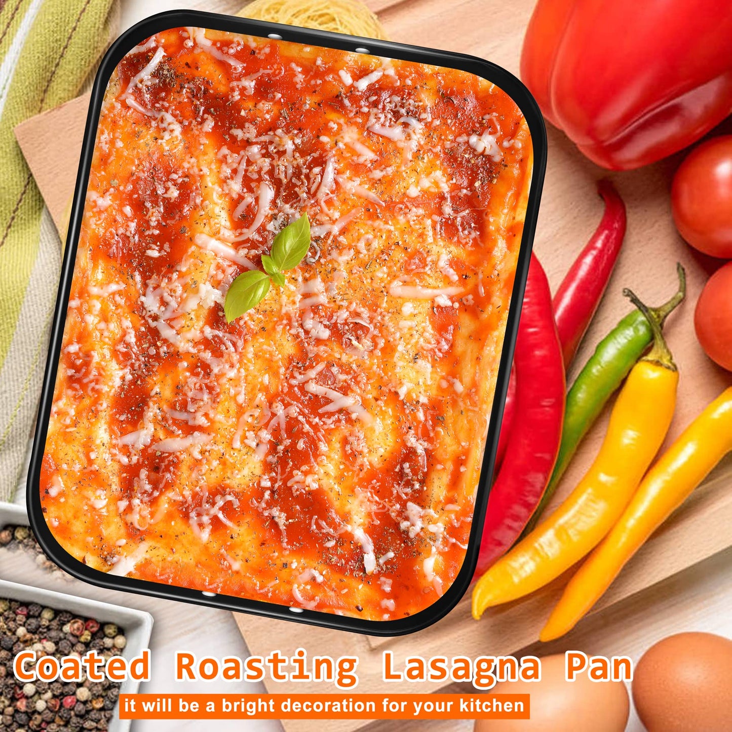 mobzio Lasagna Pan Deep, Baking Pan for Oven, 16x12x3 Inch Baking Dishes for Oven, Roasting Pan Brownie Pan with Handles, Rectangle Cake Pans Sets for Baking, Deep Baking Pan, Nonstick Bakeware Set