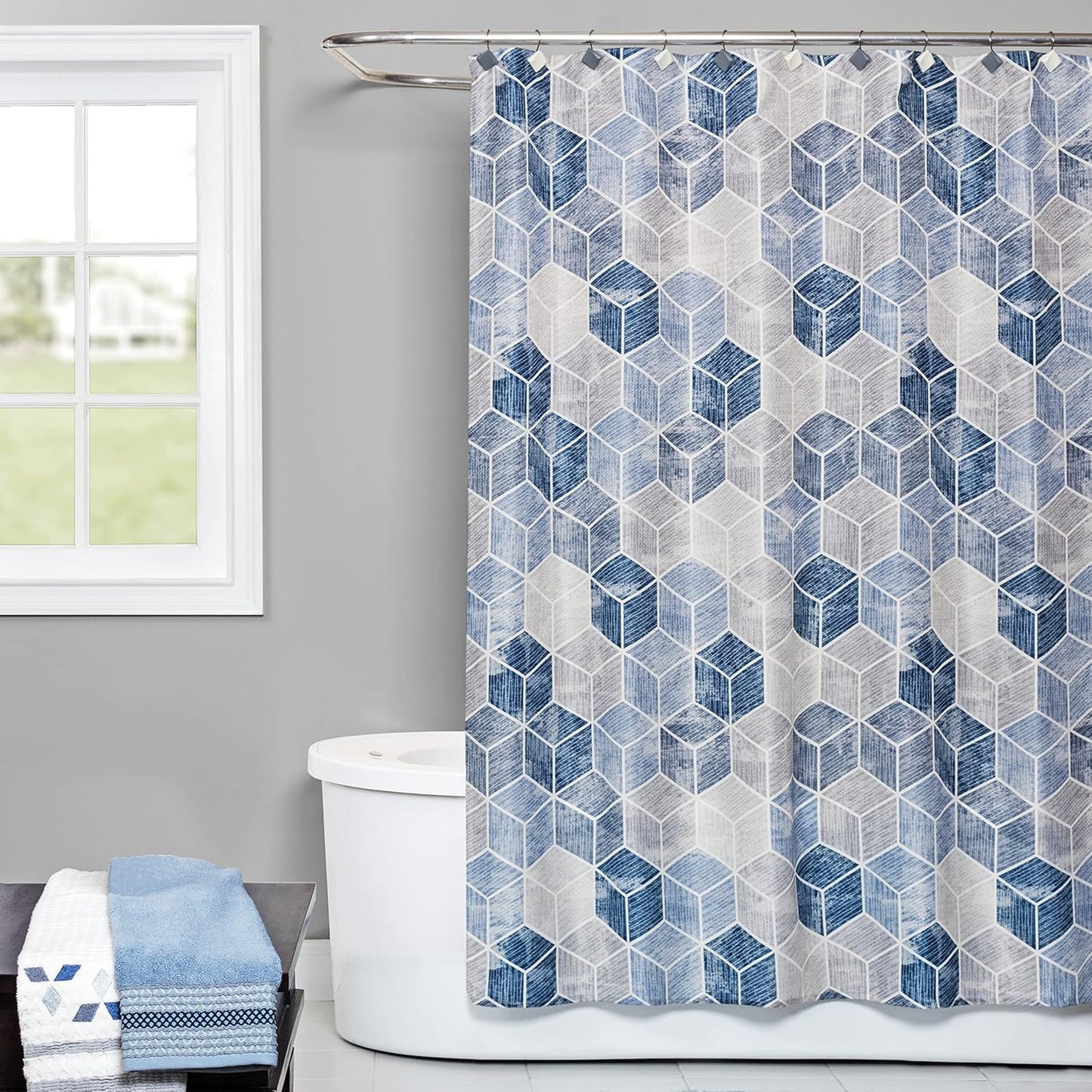 SKL Home Cubes Shower Curtain in Blue