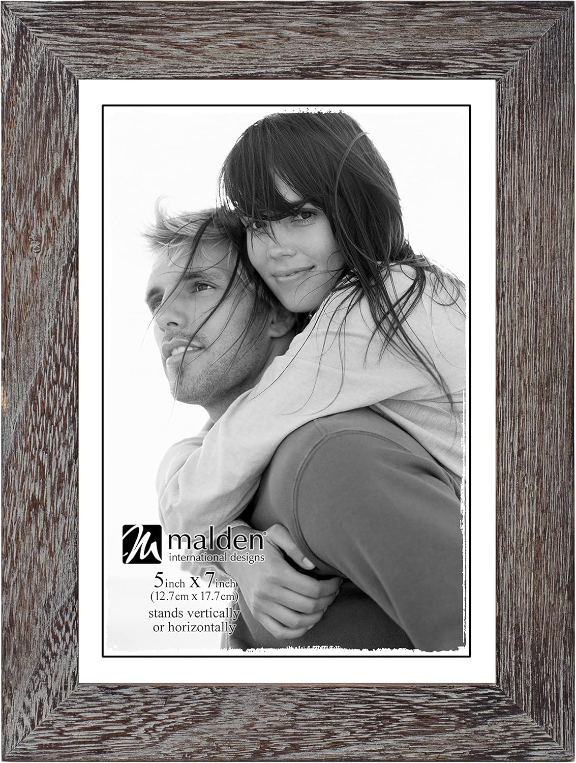 Malden International Designs Rustic Wood Picture Frame, 5x7, Linear, Rough Gray