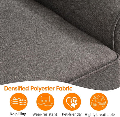Meeyar 57 inches Loveseat Sleeper Sofa, 2-in-1 Pull-Out Couch Bed with High-Density Sponge Mattress for Small Apartment, Living Room, Guest Room,Grey