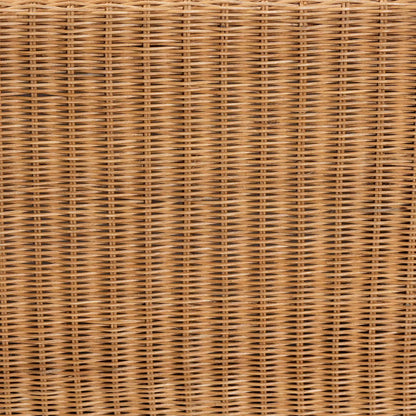Bali & pari Reiko Handwoven Natural Rattan Bench with Scalloped Detailing – Boho Farmhouse Entryway, Bedroom, or Living Room Accent Seating