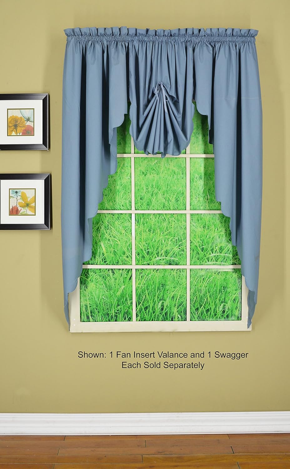 Today's Curtain Orleans Scallop Curtain, Blue 63" Swagger Pair, 80" W x 63" L