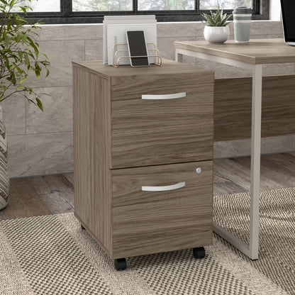 Bush Business Furniture Hybrid 2 Drawer Mobile File Cabinet in Modern Hickory - Assembled