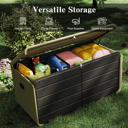 Domi 260 Gallon Resin Deck Box, Waterproof & UV-Resistant Outdoor Large Storage Box Lockable Storage Bin for Patio Cushions Pool Supplies Garden Tools and Delivery Storage
