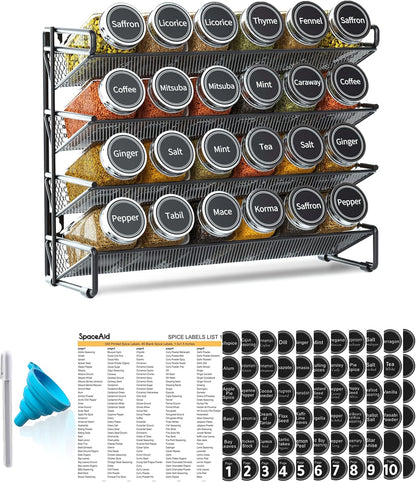 24 386 Set Countertop, -24 11.8" 10.8" SpaceAid Spice Rack Organizer with Spice Jars, Spice Labels, Chalk Marker