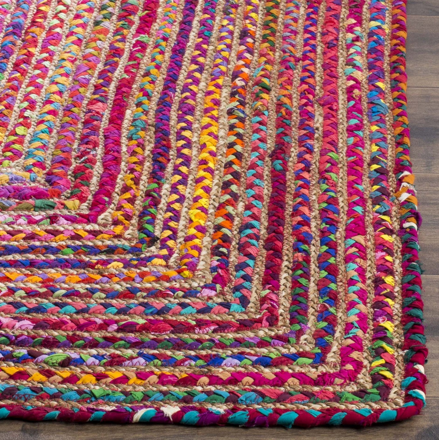 SAFAVIEH Area Rug 8x10 - Cape Cod Collection - Large - Red & Multi, Handmade Jute & Cotton, Woven Braided Design (CAP202A)