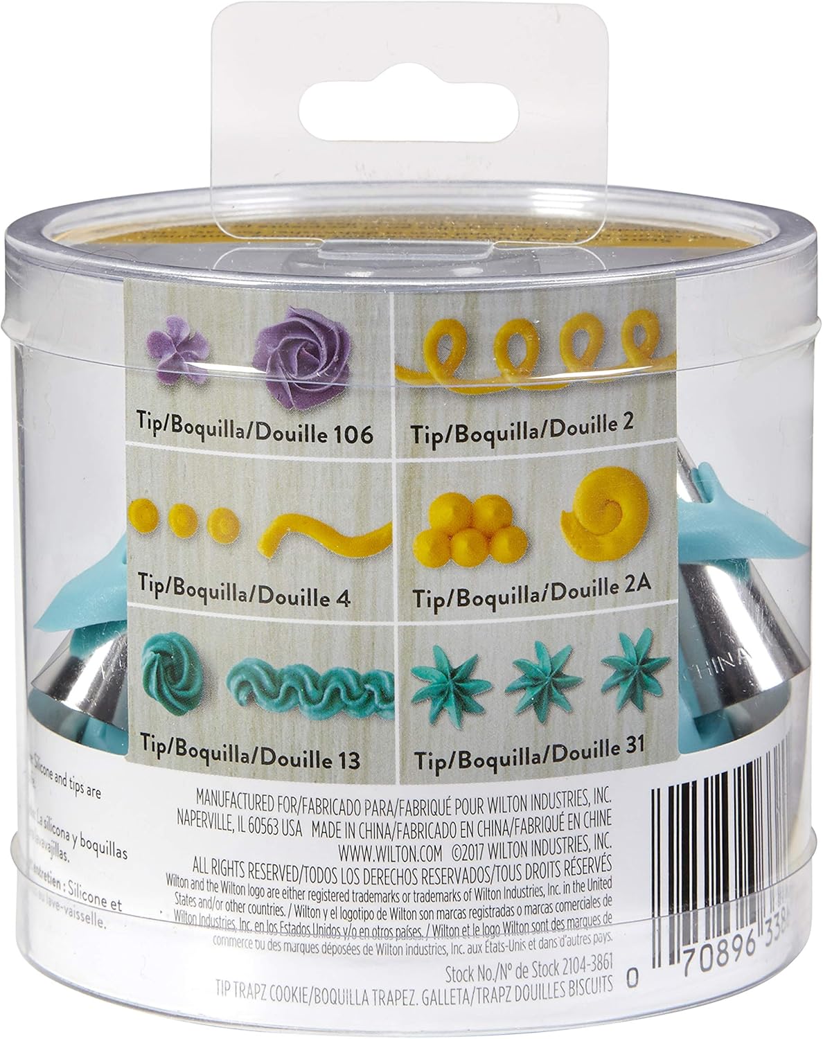 Wilton Biscuit/Cookie Piping Tip Set with Silicone Stand, 7 Piece in Turquoise for Baking Enthusiasts