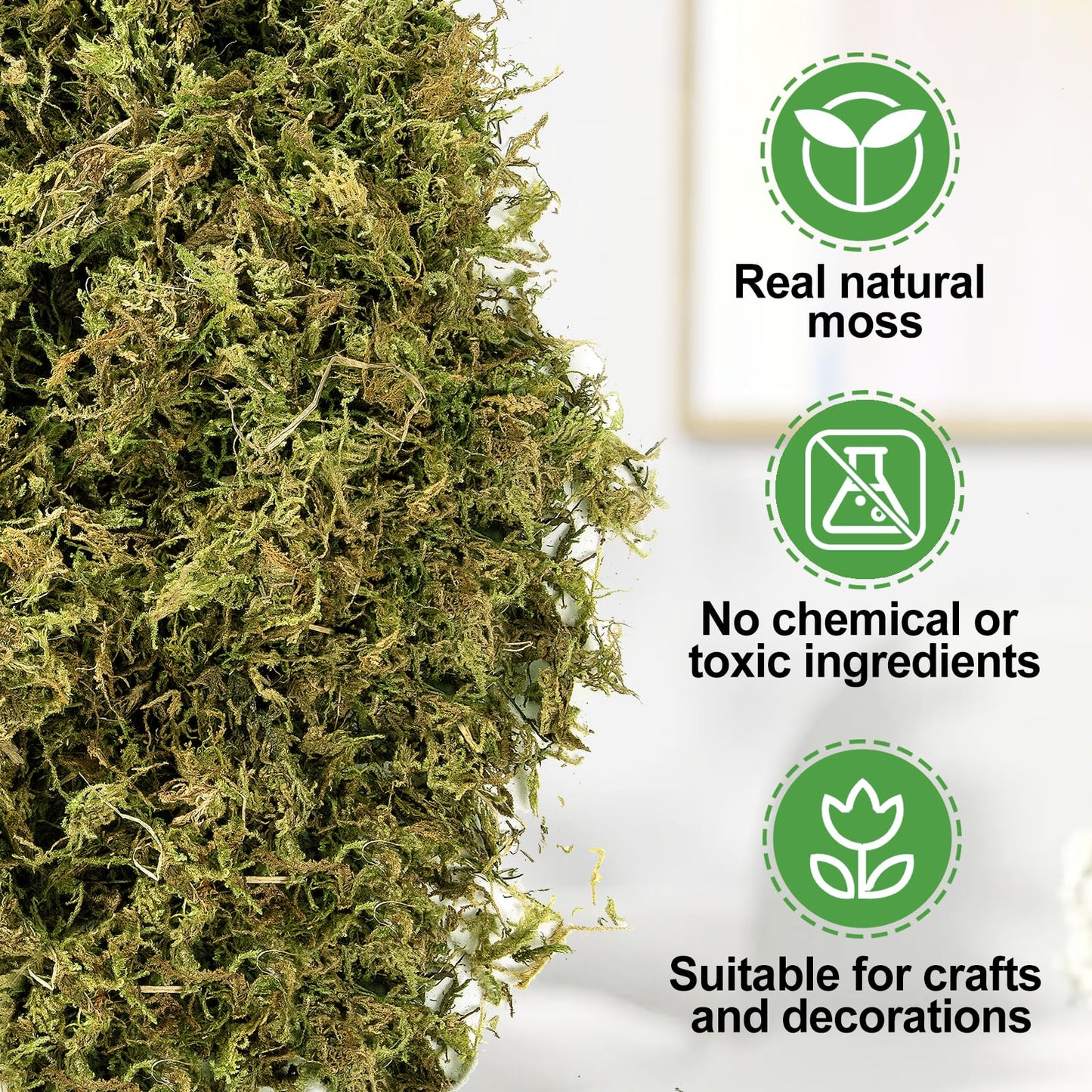 Alphatool 35oz Jumbo Pack Natural Green Moss for Crafts - Bulk Moss for Plants Indoor, Artificial Fairy Gardens, Mosswall, Filling Fake Plants, Floral Design, Home Decoration, Professional DIY Use