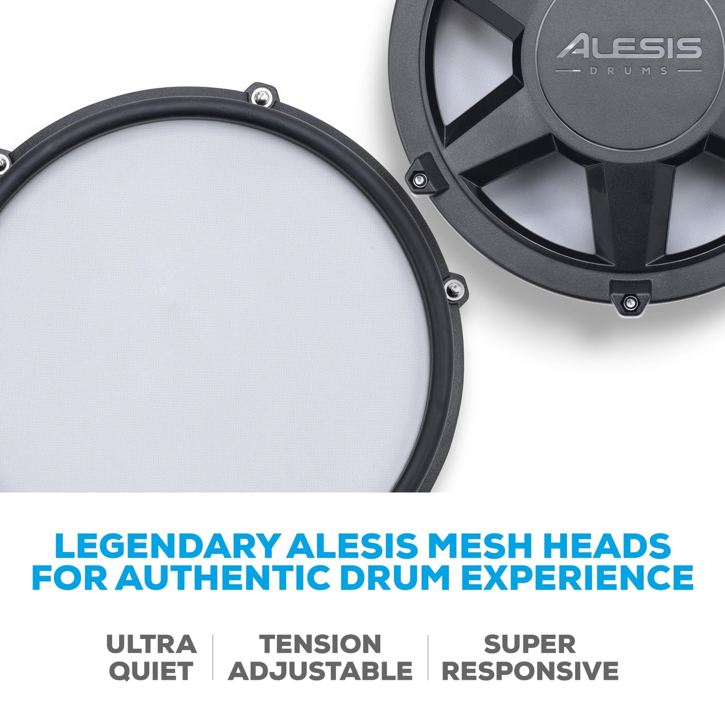 Alesis Nitro Max Kit Compact Electric Drum Kit with Quiet Mesh Pads, 10" Dual-Zone Snare, Bluetooth, 440+ BFD Sounds, Drumeo, USB MIDI, Kick Pedal