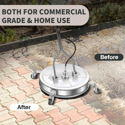 LidoDola 30'' Pressure Washer Surface Cleaner with 4 Wheels - Stainless Steel Surface Cleaner for Pressure Washer Attachment for Concrete, Driveway, Patio, Sidewalk, Deck and Driveways