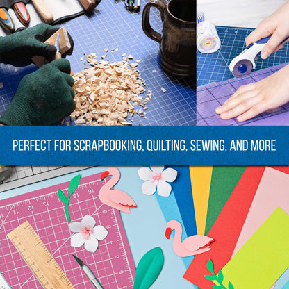 U.S. Art Supply 12" x 18" Self-Healing Cutting Mat 5-Ply - Double-Sided Pink/Blue Craft Mat, Non-Slip Cutting Mats for Crafts, Sewing, Quilting, Scrapbooking