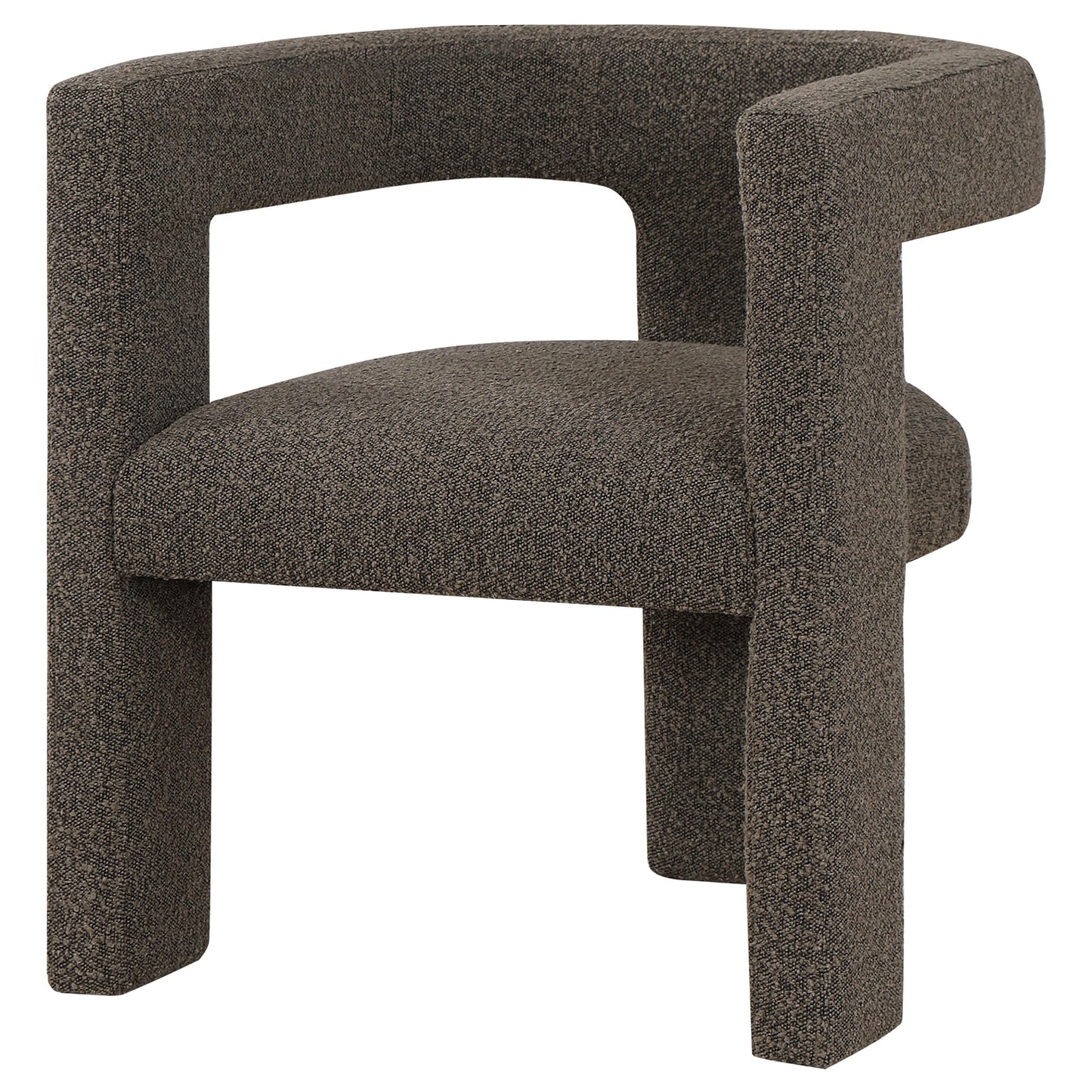 Coaster Home Furnishings - Petra - Boucle Upholstered Accent Chair Curved Arms and Cushioned Seat - Contemporary Style - Living Room - Chocolate Brown - 902880