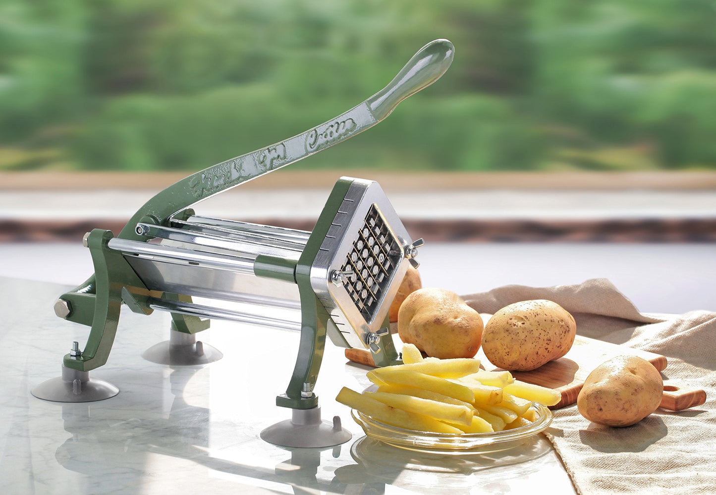 New Star Food Service 42313 Commercial Restaurant French Fry Cutter with Suction Feet, 1/2-Inch