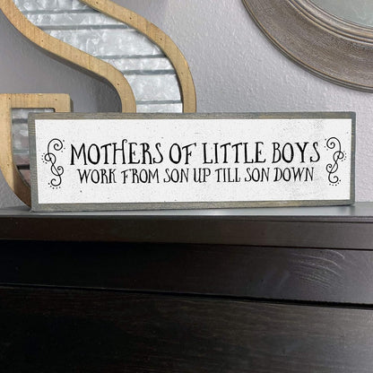Mom Wood Signs - Medium Wood And Metal for Mothers Of Little Boys