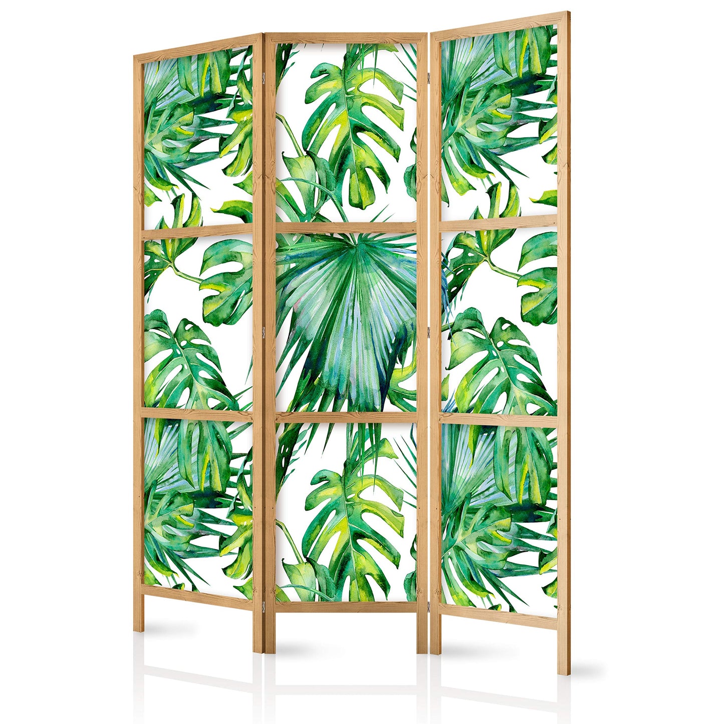 artgeist Japanese Room Divider Tropical Leaves Monstera grn 53 x 67 in - 3 Panel Folding Screen Japan Design Home Decoration Art Deco b-B-0295-z-b