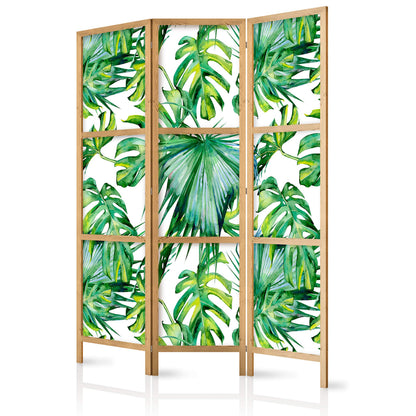 artgeist Japanese Room Divider Tropical Leaves Monstera grn 53 x 67 in - 3 Panel Folding Screen Japan Design Home Decoration Art Deco b-B-0295-z-b
