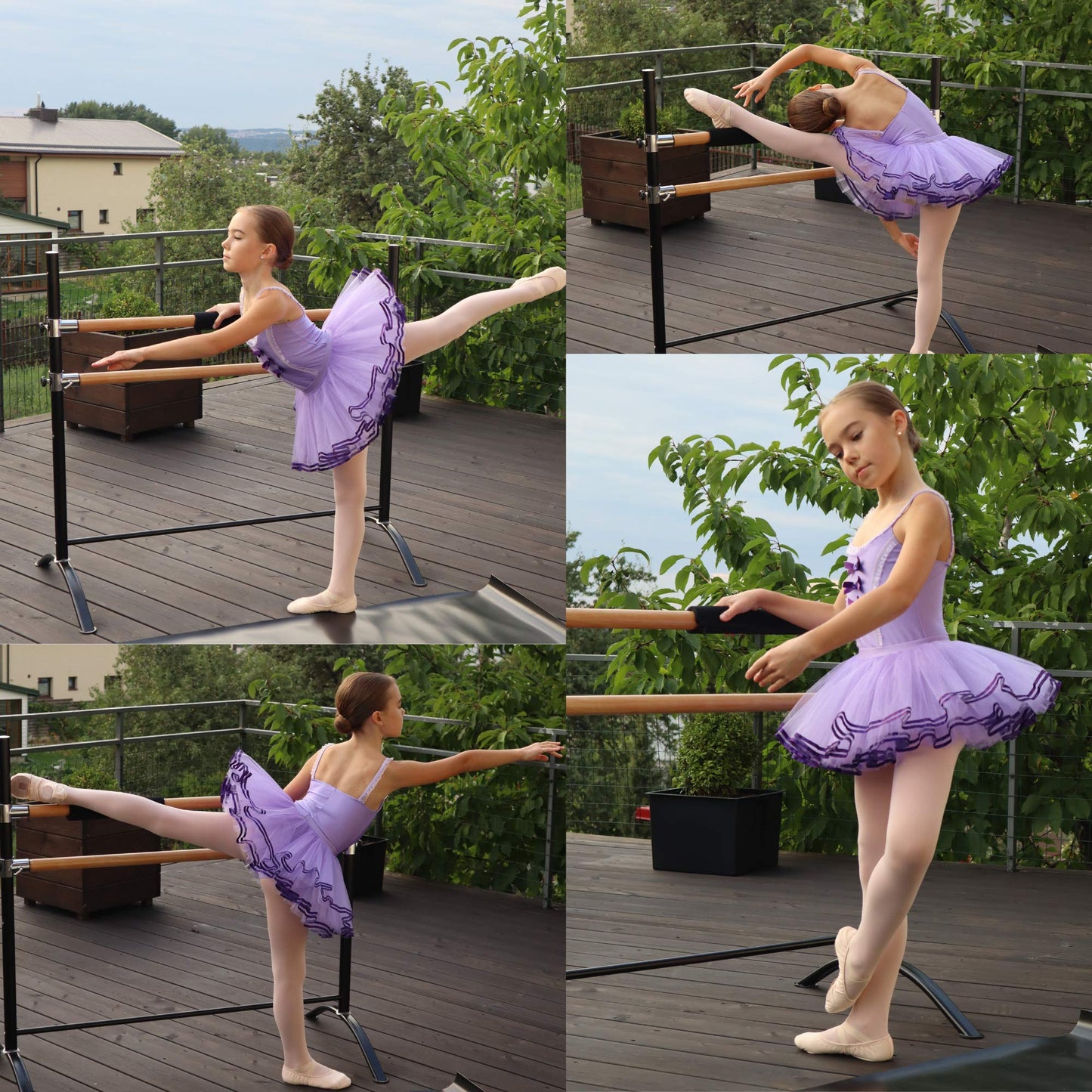 Artan Balance Dance Floor and Ballet Barre Portable for Home or Studio, Freestanding Adjustable Double Bar, Kids and adults, 2 pc. Set