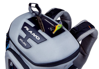 Plano Atlas 3700 Tackle Fishing Backpack, Gray EVA Material, Includes 3 3750 StowAway Utility Boxes for Worms, Lures, & Baits, Waterproof & Non-Skid Base, Grey
