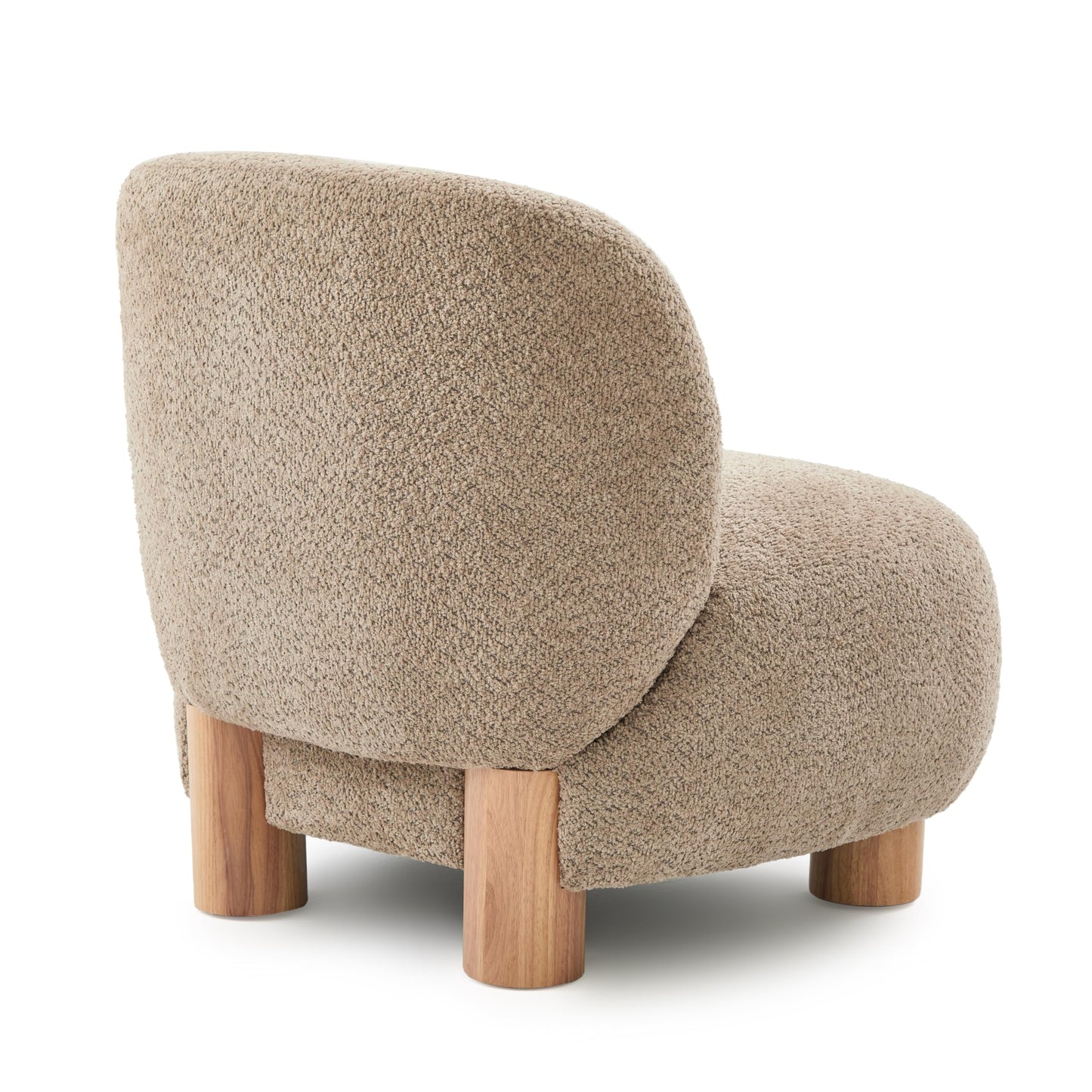 Christopher Knight Home Modern Low Profile Accent Chair for Living Room, Boucle Upholstered Armless Chair with Rubberwood Legs, Comfy Lounge Armchair, Plush Cloud-Like Seating for Bedroom, Light Brown