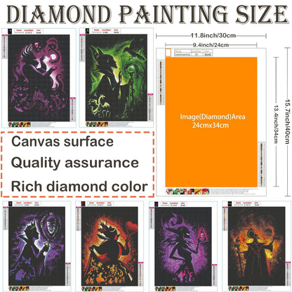5D Adult Diamond Art Painting Kit,Villain Diamond Painting Kit-6 Pieces,Round Diamond Digital Painting Kit,Gemstone Art Painting Kit,DIY Diamond Painting Kit for Beginners (11.8x15.7 inches)