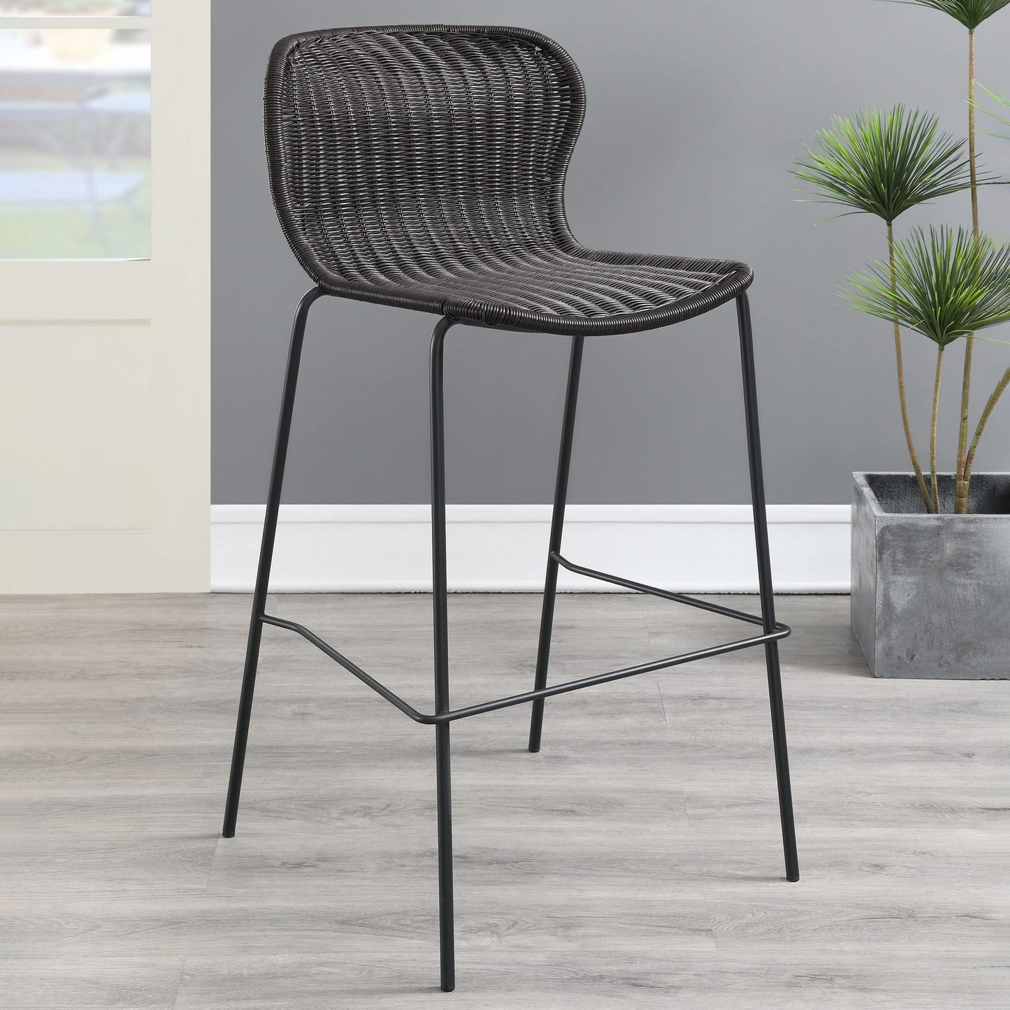 Coaster Home Furnishings Mckinley Faux Rattan Metal Bar Chair Brown (Set of 2)