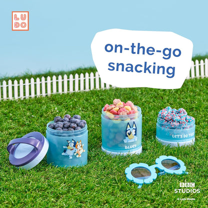 Whiskware Stackable Snack Containers - 3 Cup Set for Kids | Cupholder Friendly, Bluey Design