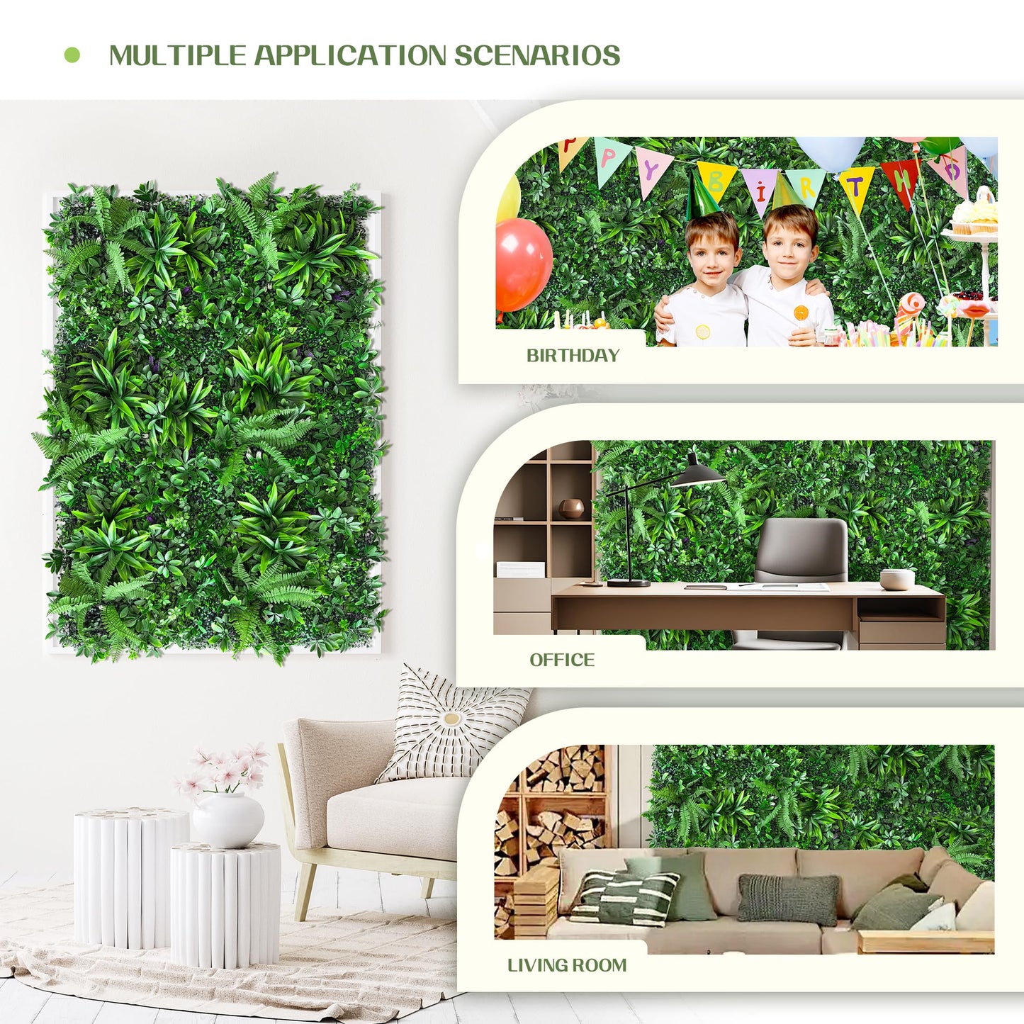 TTTM Artificial Hedge Grass Wall Panel: 20"x20" 24 Pcs Faux Boxwood Ivy Greenery Decor with UV Protection for Outdoor and Indoor Privacy Screen, Garden Fence, and Party Green Backdrop
