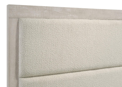 Coaster Home Furnishings - Trenton - Wood - Twin Panel Bed with Floating Design, Upholstered Headboard and Black Legs - Bedroom - Rustic Cream - 225061T
