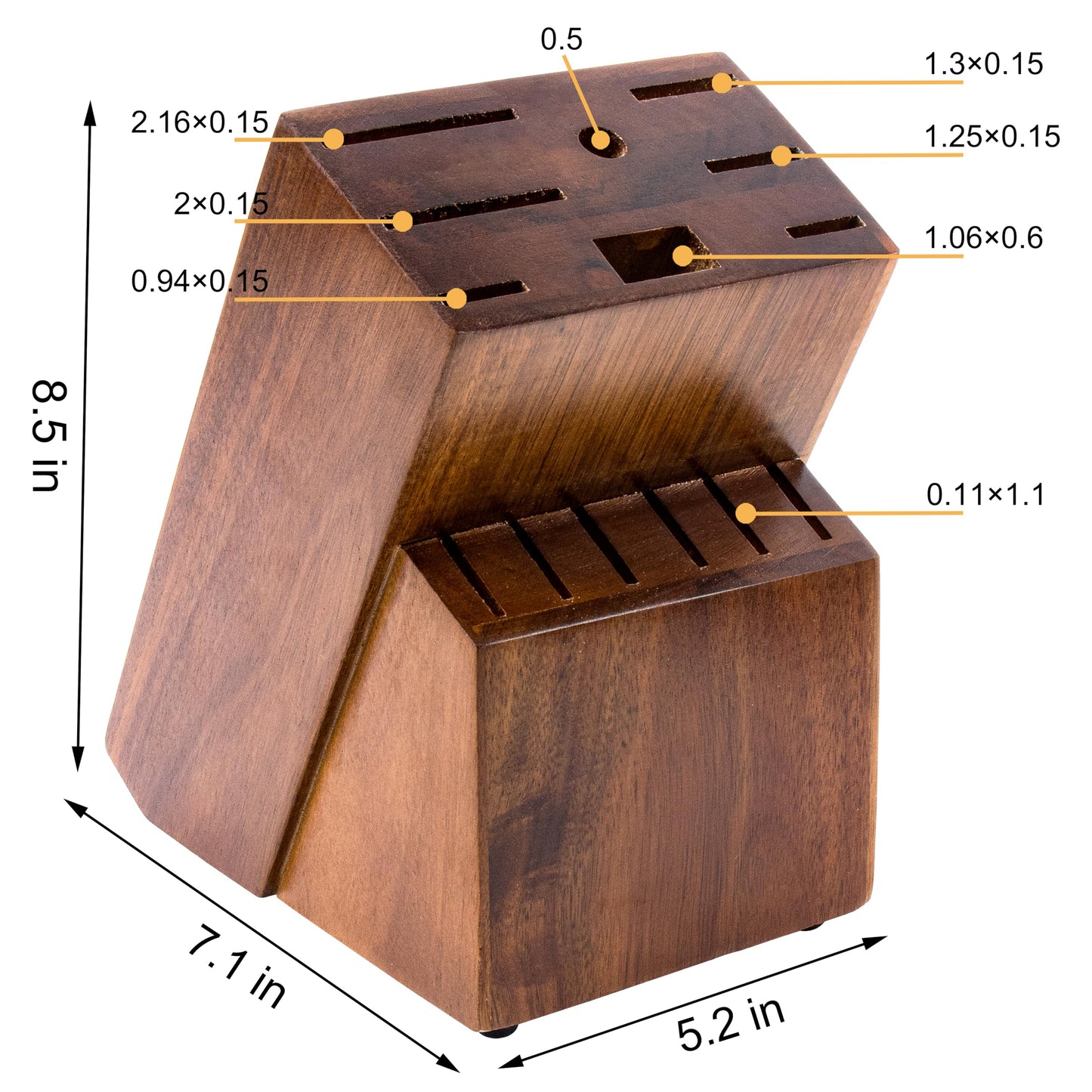 RedCall Universal Knife Block Holder,Large Wood Bamboo Knife Block without Knives,14 Slot Universal Knife Holder Countertop,Butcher Block Knife Storage Organizer for Kitchen (Brown)
