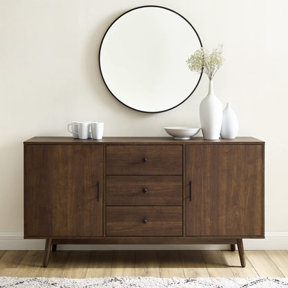 Crosley Furniture Lucas Mid Century Sideboard Buffet Cabinet with Storage, Brown