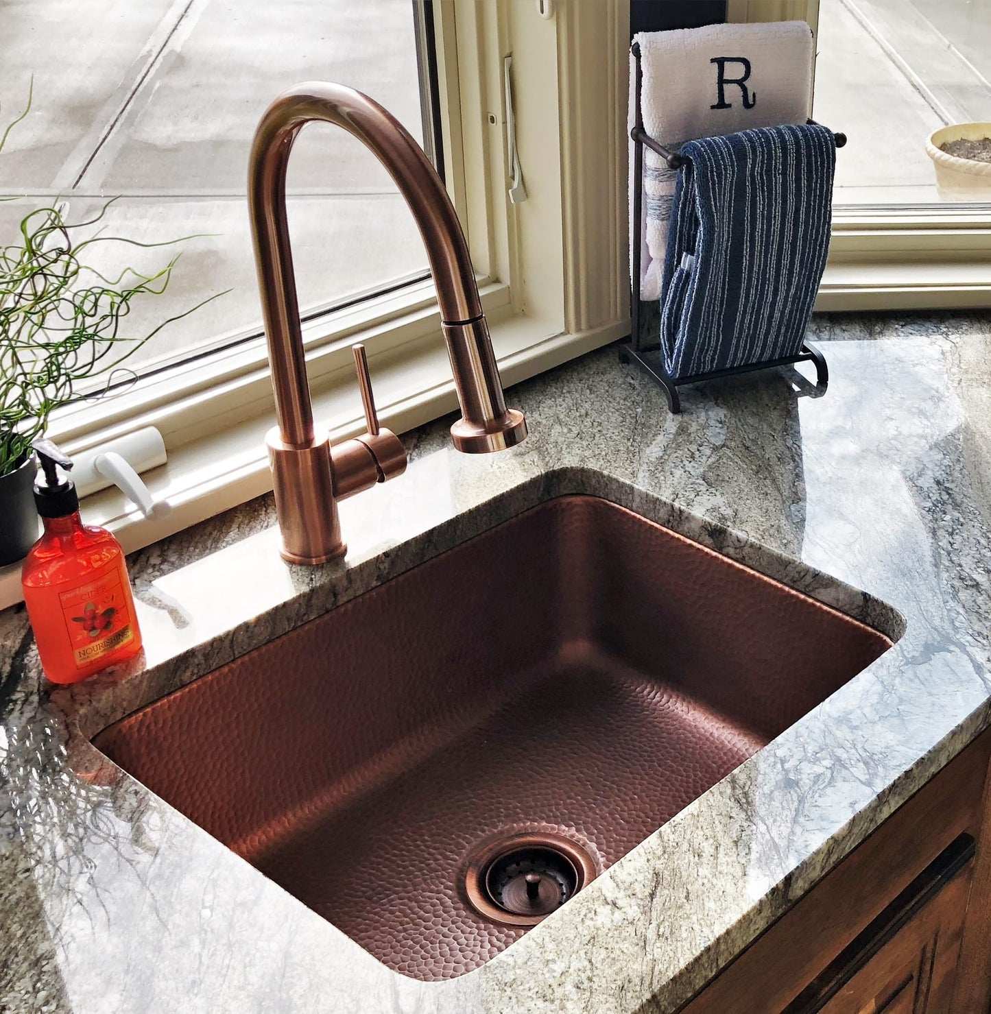 Sinkology Orwell 23 Inch Undermount Copper Kitchen Sink Single Bowl – Handcrafted Solid Pure Copper, Hand-Hammered Finish, Space-Saving Design, Fits 26 Inch Cabinet