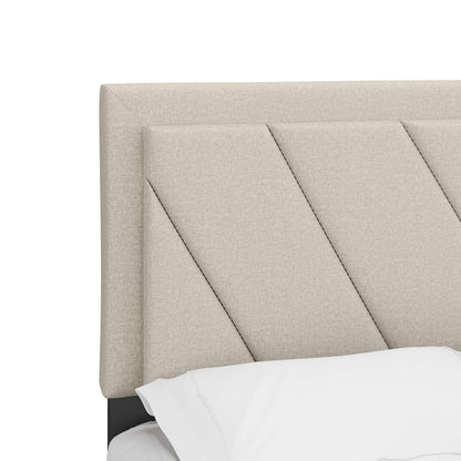 Boyd Sleep Diagonal King Size, White Linen Upholstered Platform Bed with Adjustable Headboard - Qualified Box Spring or Foundation Required for Use