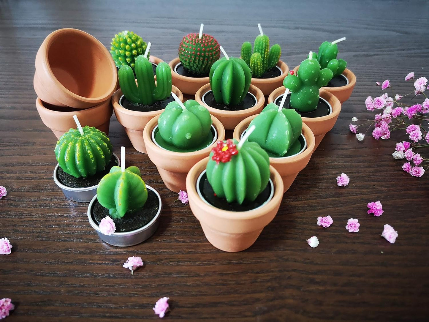 Succulent Candles, Novelty Cactus Tealight Candle Decorations for Baby Shower Party Favors, Terrarium Cacti Home Decor