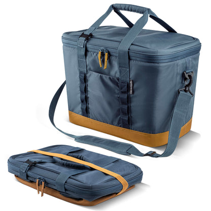 CleverMade Pacifica Collapsible Cooler Bag – Large Portable Cooler Bag for Travel, Foldable Insulated Cooler for Beach, Picnic & Tailgating, Holds Up to 50 Cans, Leakproof Soft Carry Cooler - Ocean