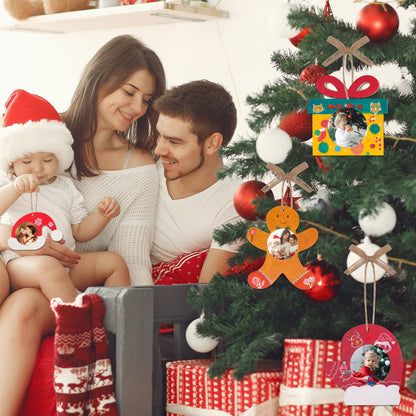Shitailu 24Pcs Christmas Photo Frame Ornaments, DIY Unfinished Wood Picture Frame Ornaments Craft, Xmas Themed Frame Kits for Kids, Painting Decor Holiday Party Projects Activities